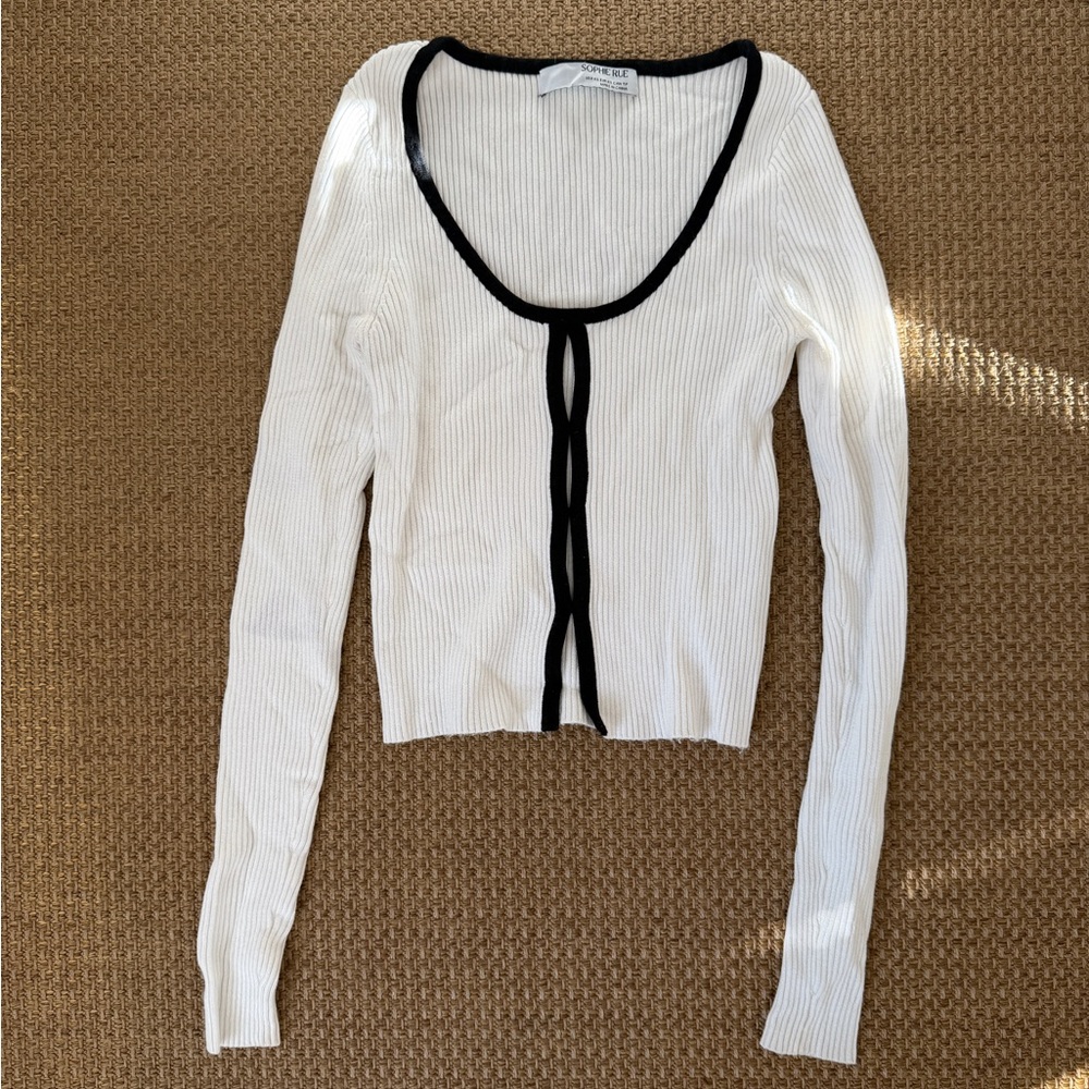 Sophie Rue White and Black Trim Women's Top